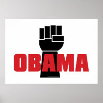 Obama Right On Black Fist Poster