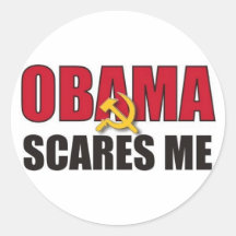 obama scares me round sticker