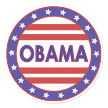 Obama Stars&Stripes Circle Stickers