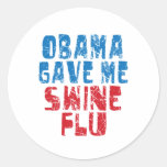 obama swine flu round sticker