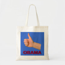 OBAMA tote bag featuring thumbs-up image