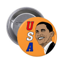 Obama USA (orange) button