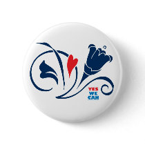 Obama - Yes We Can, Love Blossoms Button, round