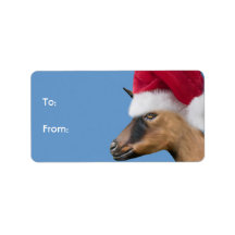 Oberhasli Goat  Santa Goat Christmas Gift Tag Personalized Address Label