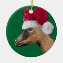 Oberhasli Goat Santa Hat Christmas Ornament