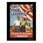 Obey Your Leaders Propaganda Post Cards