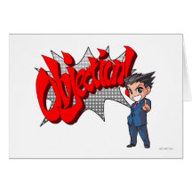 Objection! Phoenix Wright Chibi Greeting Card