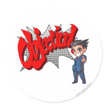 Objection! Phoenix Wright Chibi Round Stickers
