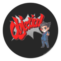 Objection! Phoenix Wright Chibi Round Stickers