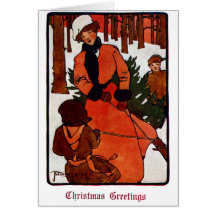 Obtention de Noël de cru de maison d'arbre Carte De Vœux