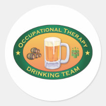 Occupational Therapy Drinking Team Round Stickers