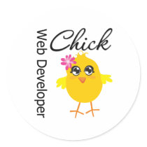 Occupations Chick Web Developer Round Stickers