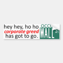 Occupez Wall Street hé l'AVIDITÉ que D'ENTREPRISE  Autocollants Pour Voiture