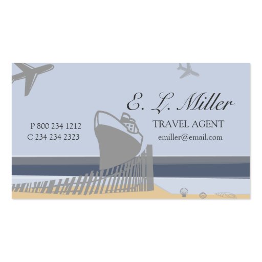 Ocean Beach Plane Travel Agent Business Cards