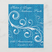 Ocean Blue Elegant Damask Swirl Anniversary Party Personalized Flyer