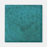 Ocean Blue Retro Flowers and Butterflies Abstract Magnets