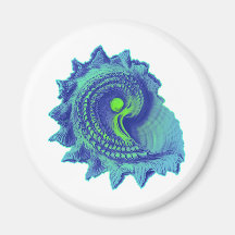 Ocean Blue Spiral Sea Shell Magnet