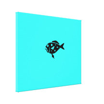 Ocean Glow_Black-on-Aqua Lonely Grouper Gallery Wrapped Canvas