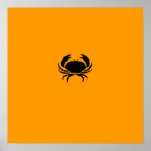 Ocean Glow_Black-on-Orange Crab Posters