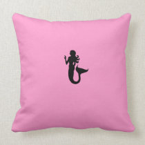 Ocean Glow_Black-on-Pink Mermaid pillows