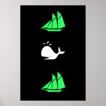 Ocean Glow_green clipper white whale multi-icon Print