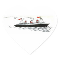Ocean Liner at Sea Line Drawing Sticker