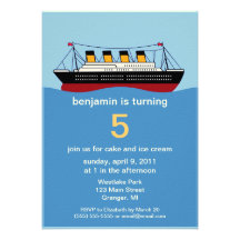 Ocean Liner Birthday Party Invitations
