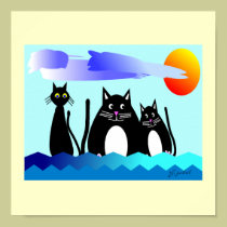 "Ocean Loving Cats" Poster posters