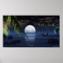 Ocean Night Moon Setting Print