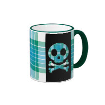 Ocean Plaid Skull Mug