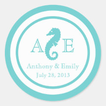 Ocean Seahorse Wedding Sticker