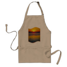 Ocean Sunrise Reflected on Beach Indian Brave Art Apron