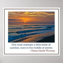 Ocean Sunset Poster with Thoreau Quote