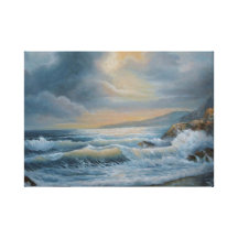 Ocean under a stormy sky canvas print
