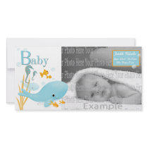 Ocean View Baby Photo Annoucement Photo Card Template