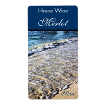 ocean wave wine bottle label