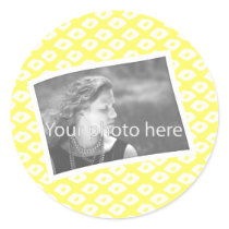 Ocelot Photo Frames - Yellow Round Stickers