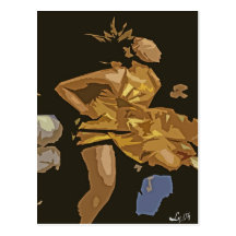 OCHUN TAMBOR DANCING BY LIZ LOZ POSTCARD