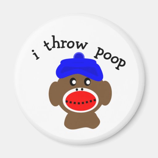 ock Monkey "I THROW POOP" Magnets