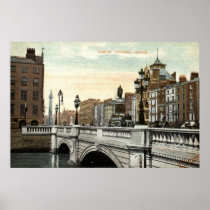 O'Connell Bridge, Dublin, Ireland 1915 Vintage Print