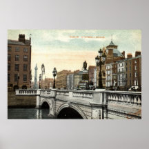 O'Connell Bridge, Dublin, Ireland 1915 Vintage Print