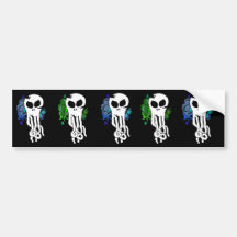 Octo Skull blue And green Bumper Stickers