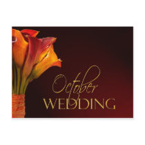 October calla lily wedding design postcard