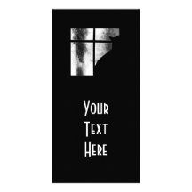 October Showers Black Cat Silhouette At Window BW Custom Photo Card