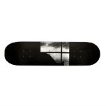 October Showers Black Cat Silhouette At Window BW Skate Board Decks