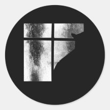 October Showers Black Cat Silhouette At Window BW Stickers
