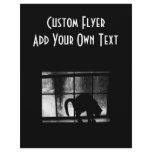 October Showers Cat Silhouette At Window 2 B&W Flyer Design