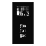 October Showers Cat Silhouette At Window 2 B&W Picture Card