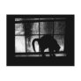 October Showers Cat Silhouette At Window 2 B&W