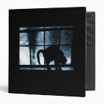 October Showers Cat Silhouette At Window 2 Blue Vinyl Binders